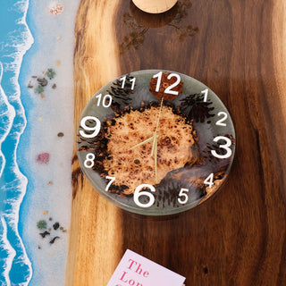 Usatabletops-Poplar-Natural-Style-Light-Green-Epoxy-Resin-Wall-Clock-4