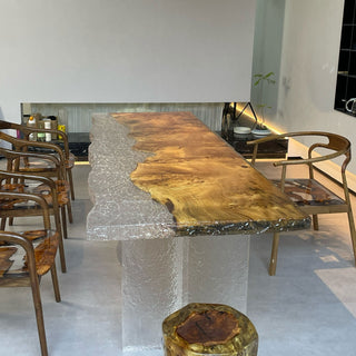 Poplar wood epoxy dining tables
