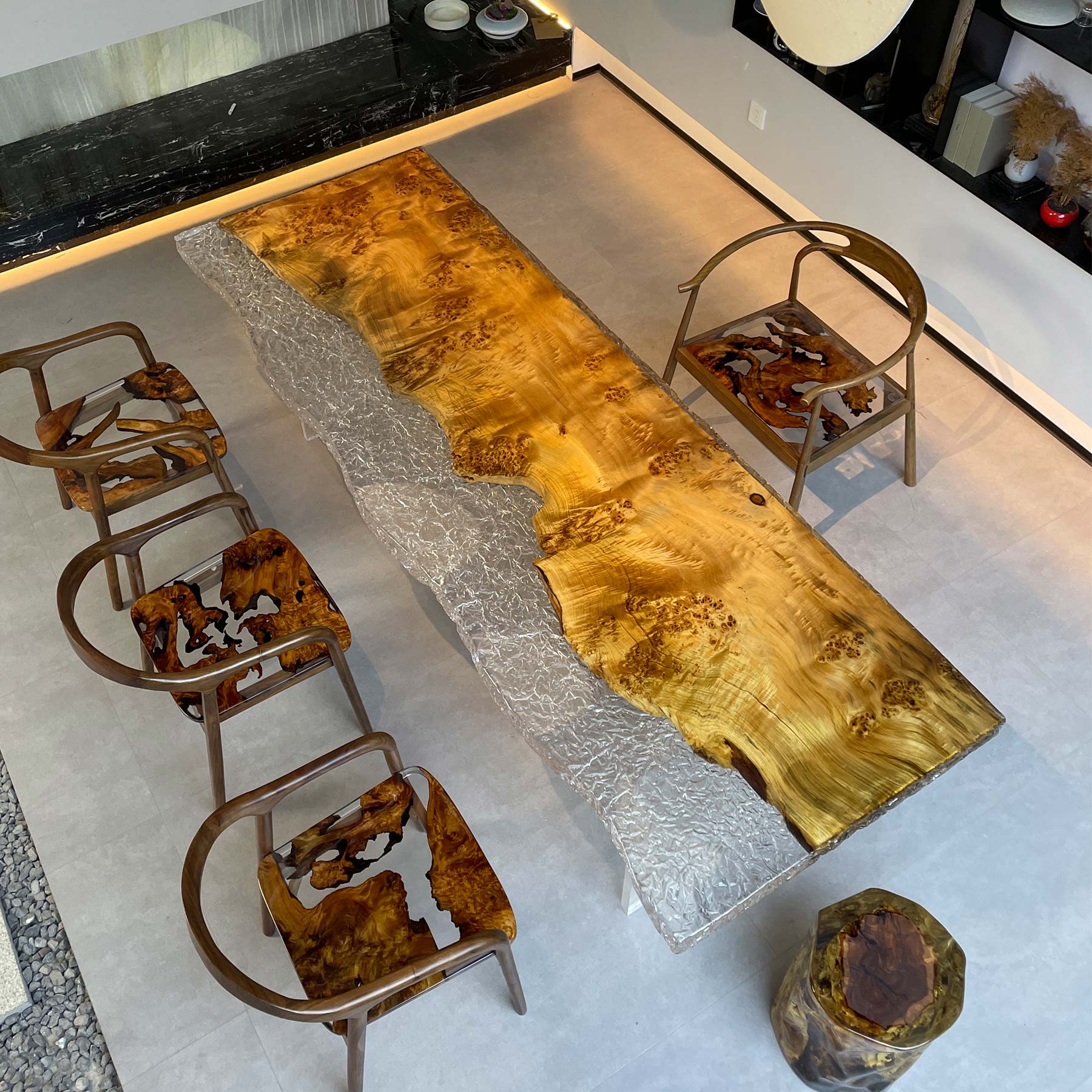Poplar wood epoxy dining tables