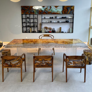Dining table live edge epoxy resin wood