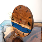 Usatabletops-Walnut-Blue-Epoxy-Resin-Wall-Clock-3