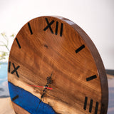 Usatabletops-Walnut-Blue-Epoxy-Resin-Wall-Clock-5