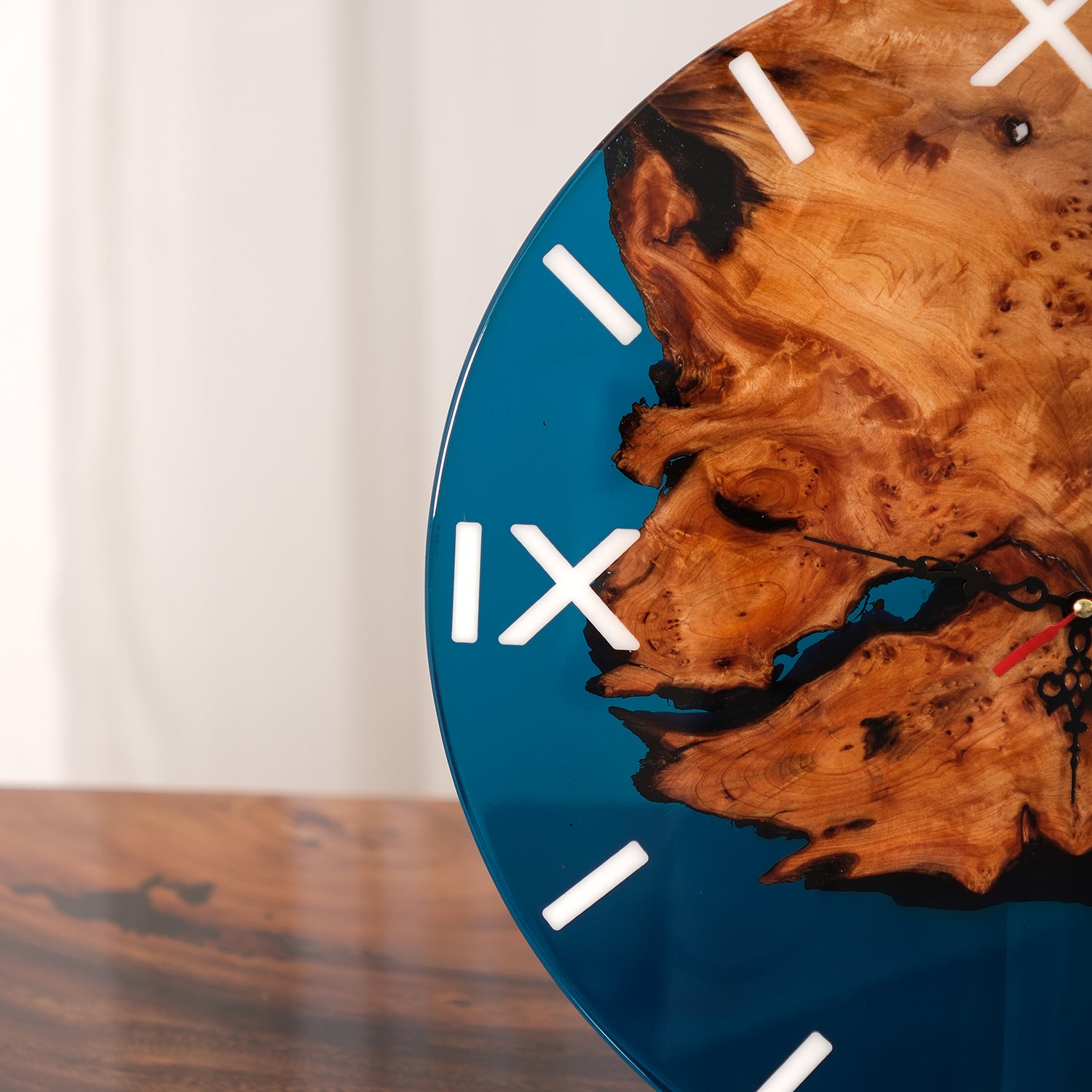 Usatabletops-Walnut-Dark-Blue-Clear-Transparent-Epoxy-Resin-Wall-Clock-3