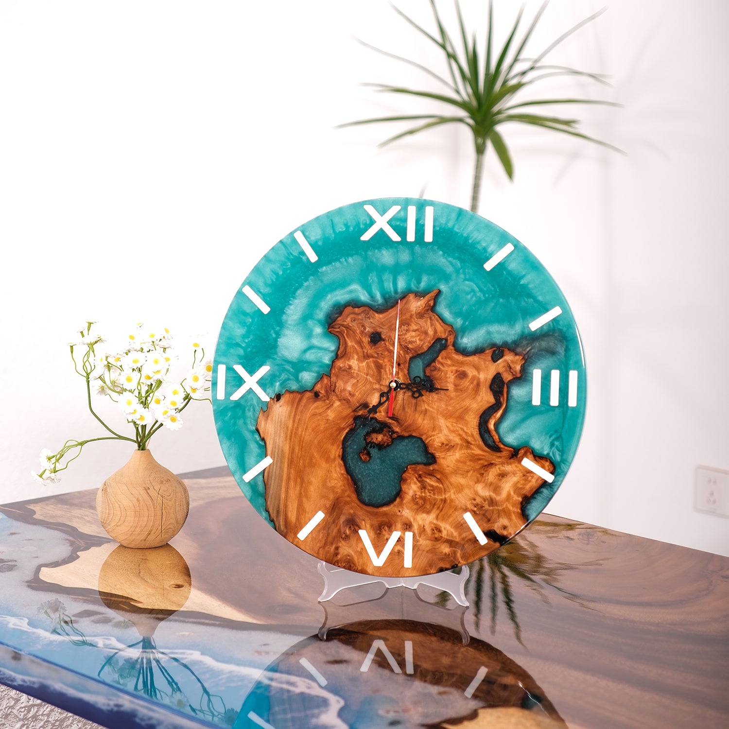 Usatabletops-Walnut-Green-Epoxy-Resin-Wall-Clock-2