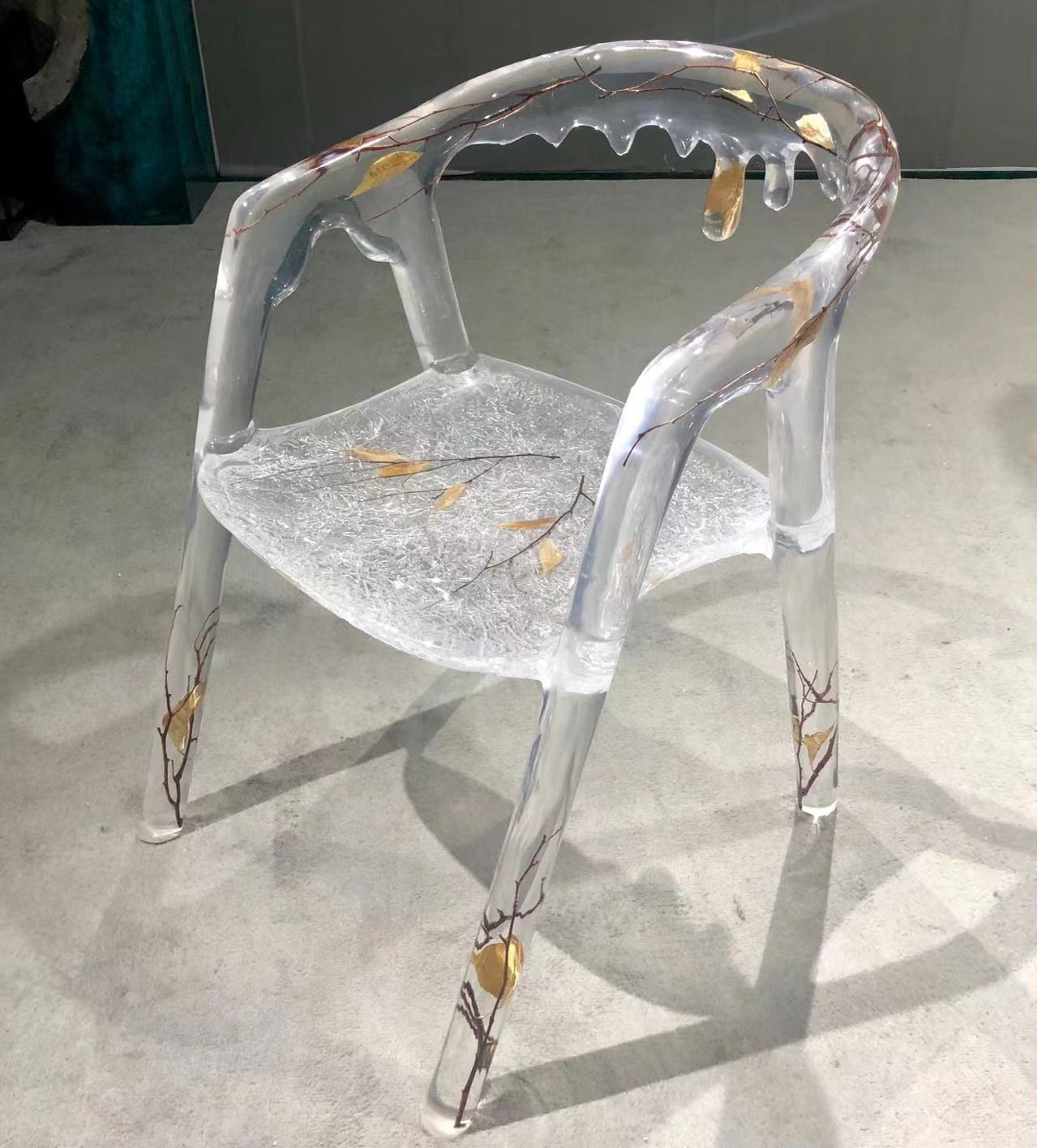 Usatabletops-epoxy-resin-dripping-ice-leaves-chair-2
