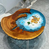 Usatabletops Custom Blue Ocean Epoxy Round Table 