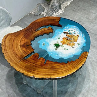 Usatabletops Custom Blue Ocean Epoxy Round Table 