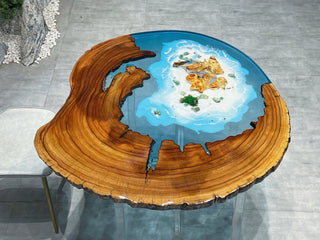 Usatabletops Custom Blue Ocean Epoxy Round Table