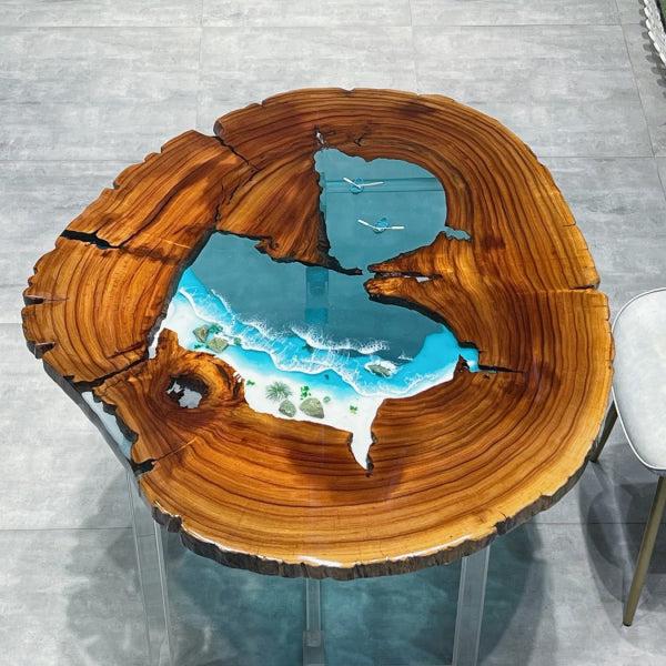 Usatabletops Custom Blue Ocean Epoxy Round Table UTT10