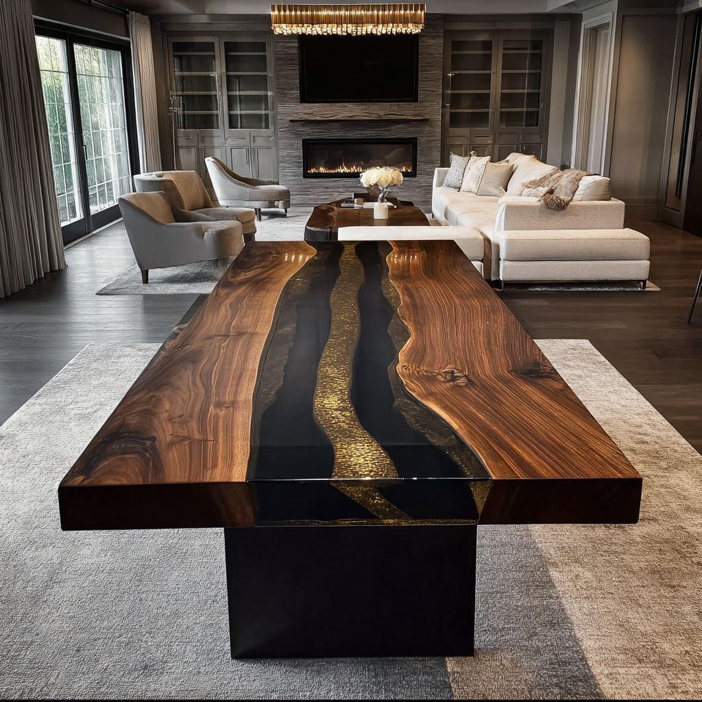 Black Walnut Black River Resin Dining Epoxy Tables