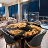 Custom Poplar Round Black Resin Epoxy Table