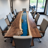 Usatabletops Custom Walnut Lake Blue Resin River Epoxy Table 