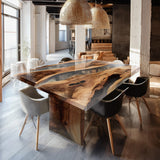 Custom Walnut Transparent Square Epoxy Table 