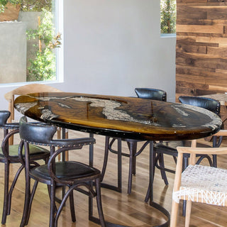 Usatabletops Gold Camphor Epoxy Table 33.46''W 78.74''L 1.96''D-2