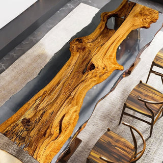 Usatabletops Gold Camphor Epoxy Table 39.37''W 118.11''L 2.75''D-1