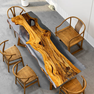 Usatabletops Gold Camphor Epoxy Table 39.37''W 118.11''L 2.75''D-2