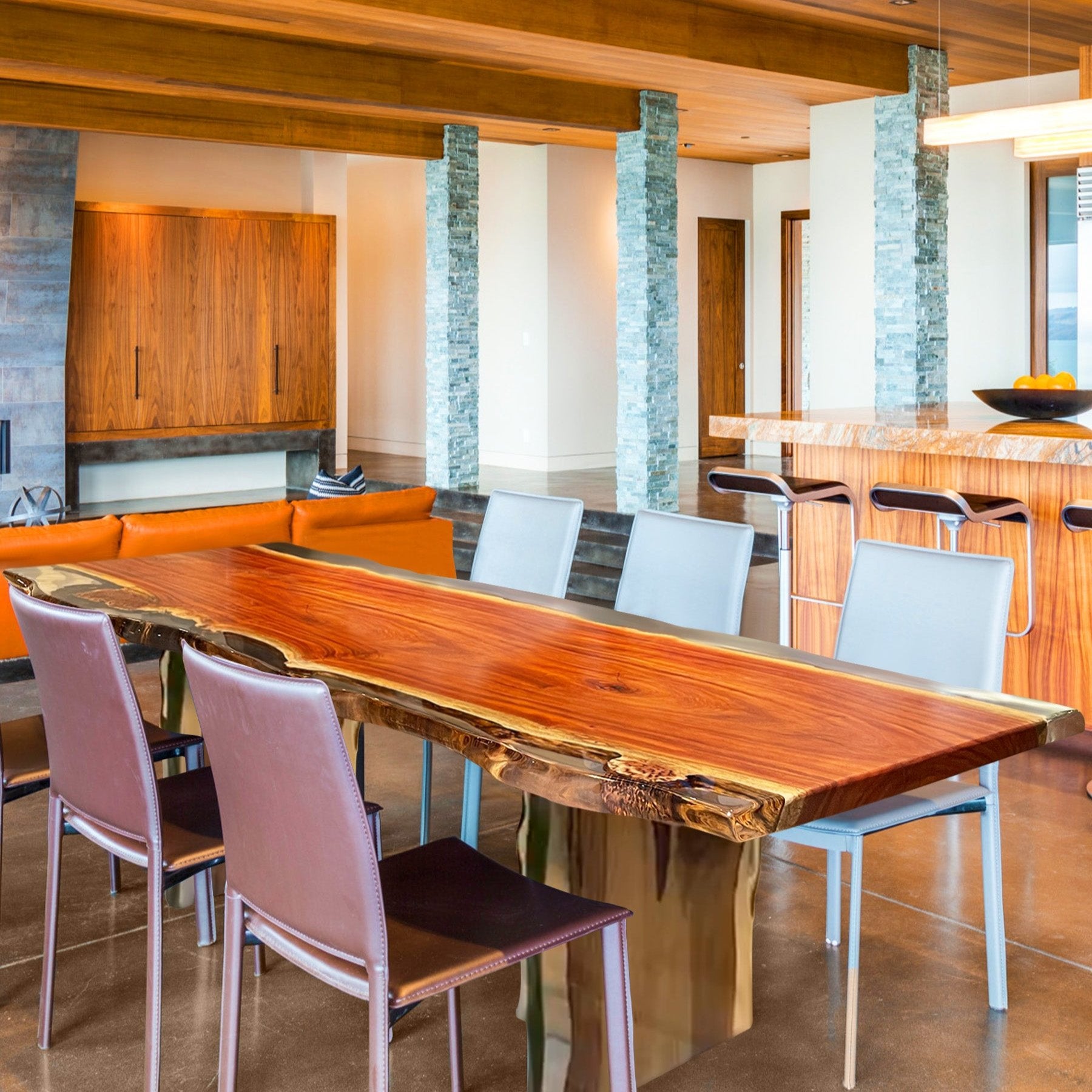 Usatabletops Rosewood Epoxy Table 39.37''W 110.23''L 1.96''D-2