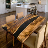 UTT Custom Walnut Black River Epoxy Table UTT93