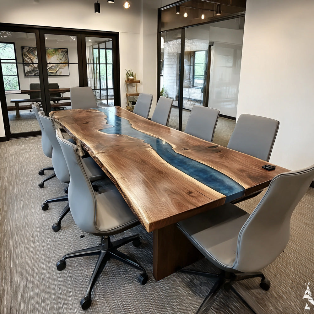 Usatabletops Custom Walnut River Epoxy Table 
