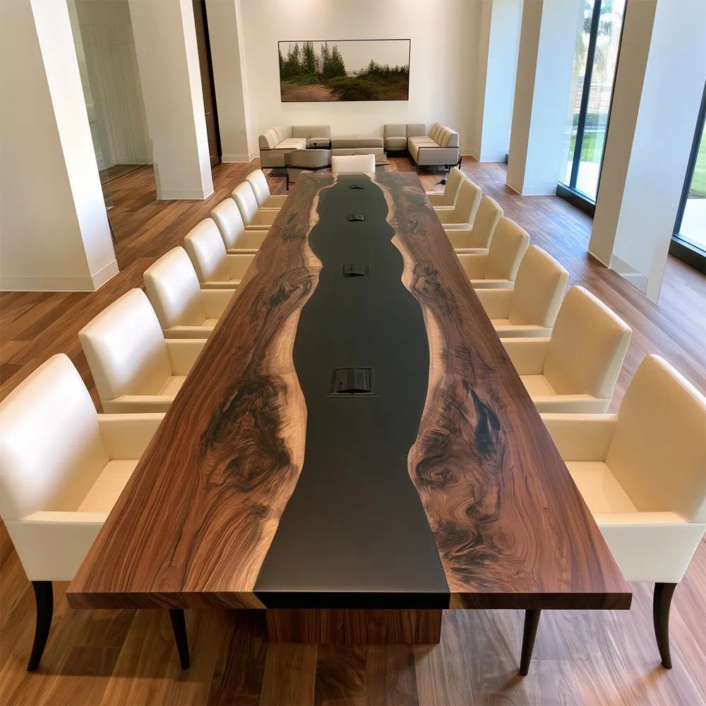 UTT Custom Walnut Black Epoxy Table CCT08