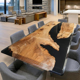 Walnut Wood Black Resin Epoxy Table