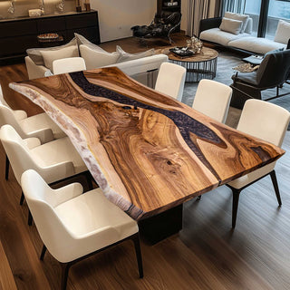 Usatabletops Wood Live Edge Dining Epoxy Table