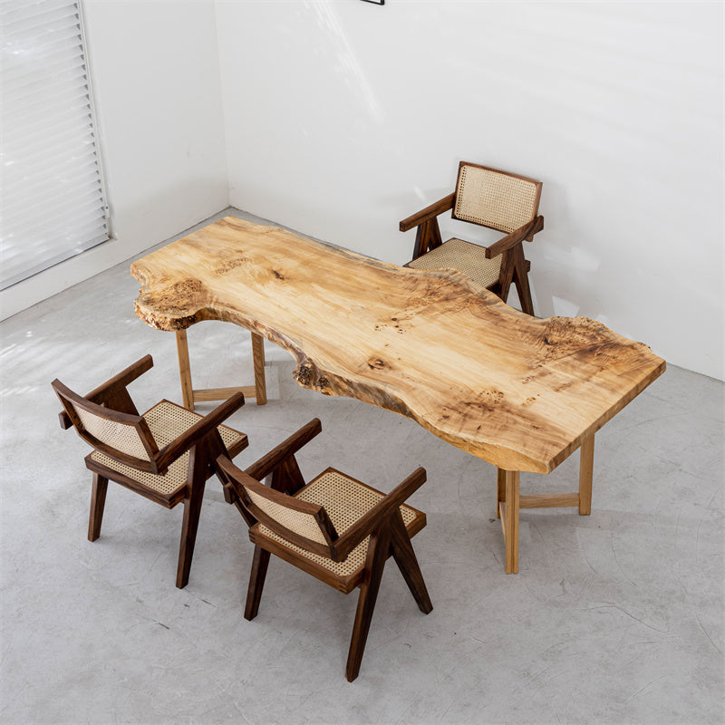 Usatabletops Poplar Solid Wood Dining Table Live Edge 40.16"W 90.55"L