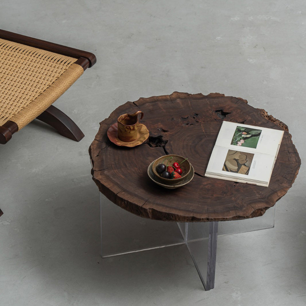 Usatabletops Black Walnut Irregular Round Coffee Table 27.56" Diameter