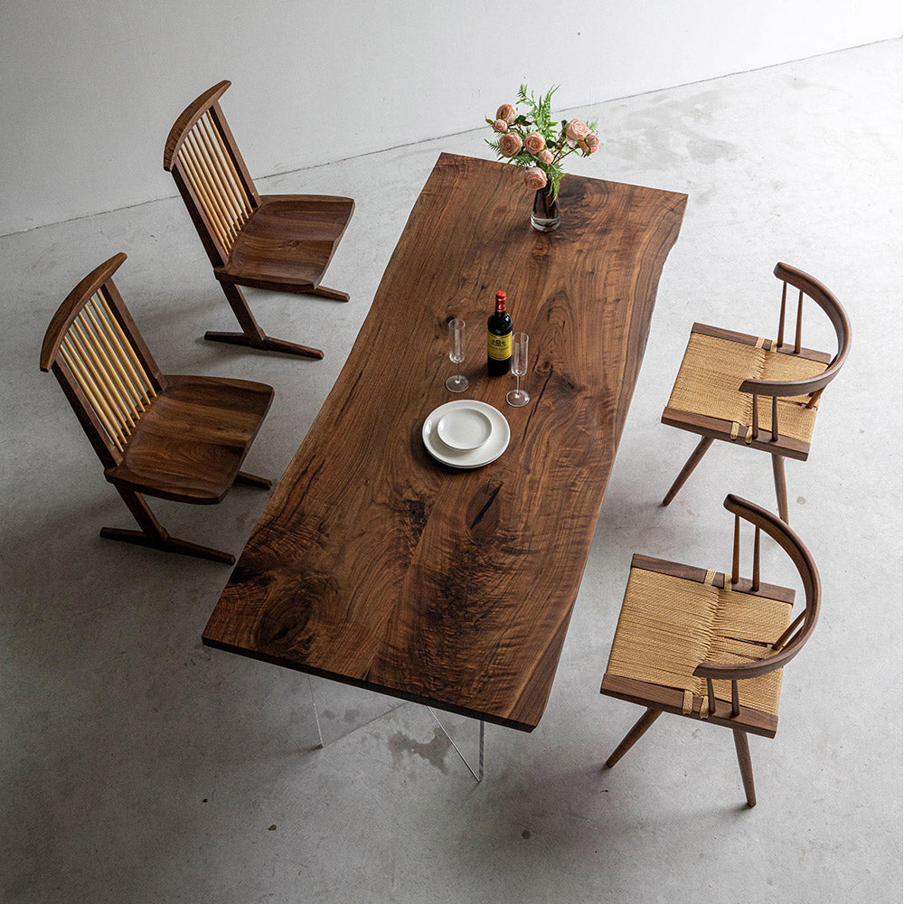 Usatabletops Black Walnut Splicing Process Wood Dining Table 82.83"L x 35.28"W