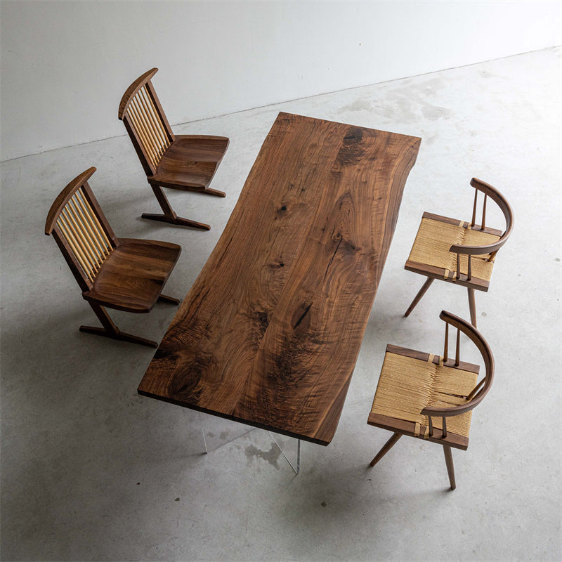 Usatabletops Black Walnut Splicing Process Wood Dining Table 82.83"L x 35.28"W