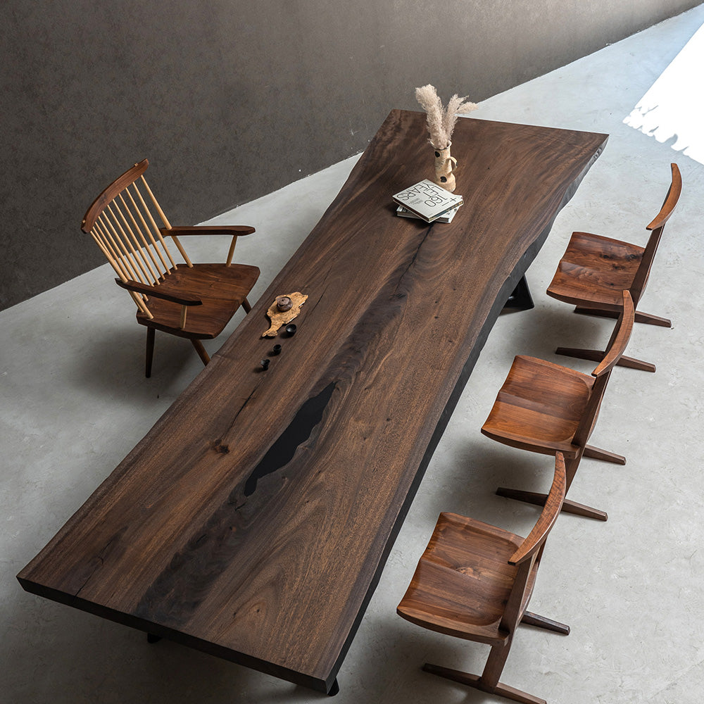 Usatabletops Live Edges Walnut Solid Wood Kitchen Table 47.83"Wx134.45"L