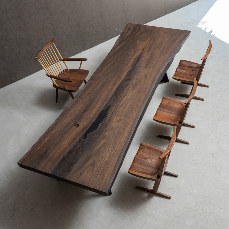 Usatabletops Live Edges Walnut Solid Wood Kitchen Table 47.83"Wx134.45"L