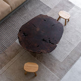 Usatabletops Round Wood Coffee Table Black Walnut Burl 40.55" Diameter
