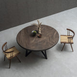 Usatabletops Walnut Wood Round Coffee Table 61.81" Diameter