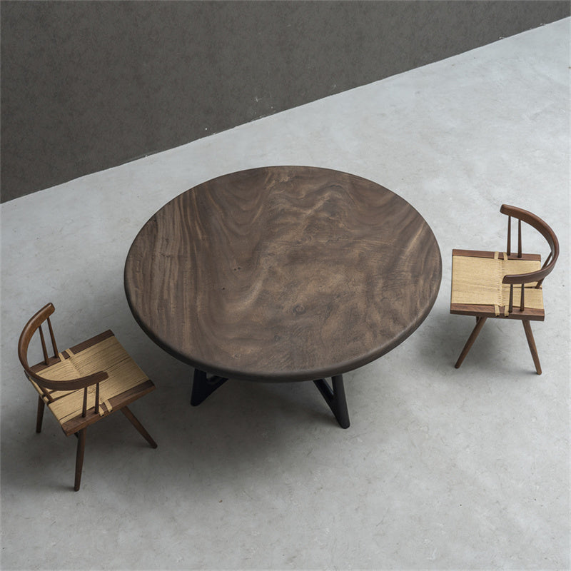 Usatabletops Walnut Wood Round Coffee Table 61.81" Diameter