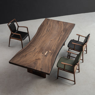 Weave Walnut Solid Wood Live Edge Table 43.39"W x 97.64"L